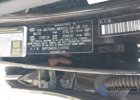 2020 Kia Forte Lxs from USA, damaged, VIN 3KPF24AD9LE145563